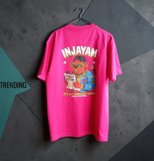 INJAYAM Street Culture Graphic T-Shirt – Pink