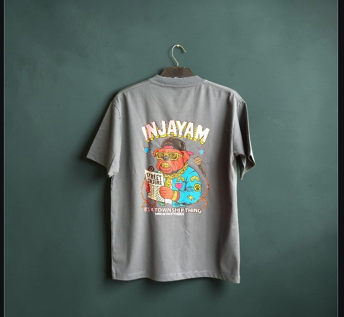 INJAYAM Street Culture Graphic T-Shirt – Grey
