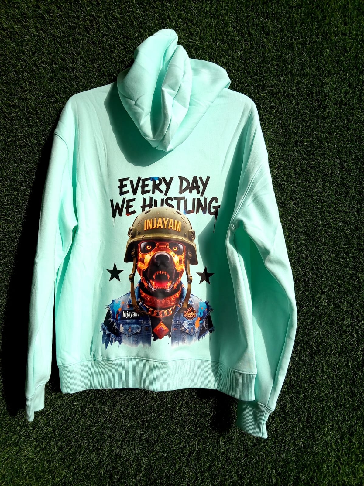 INJAYAM Every Day We Hustling Hoodie – Mint Green